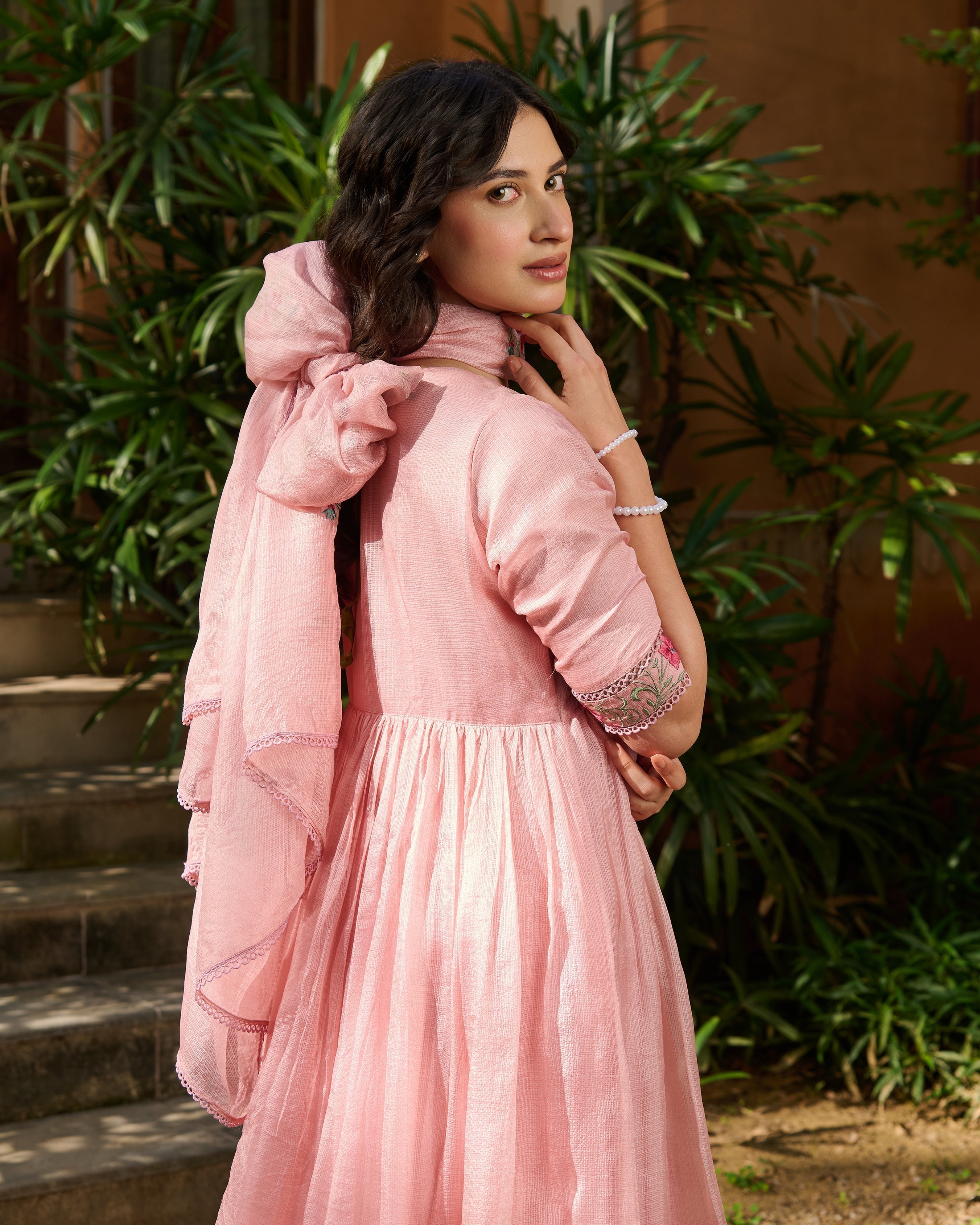 Aashna Pink Embroidered Doria Suit Set